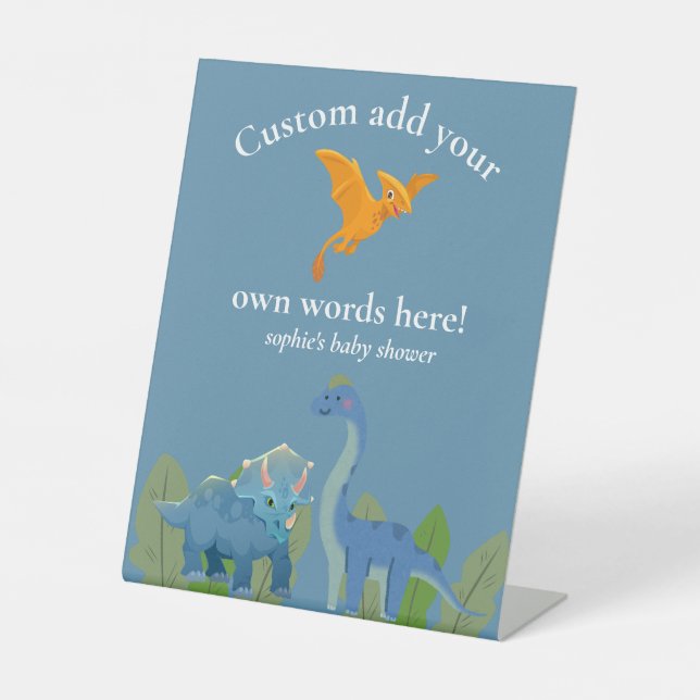 Signe De Table Dinosaurs Crossing, Baby Shower Custom Sign (Recto)