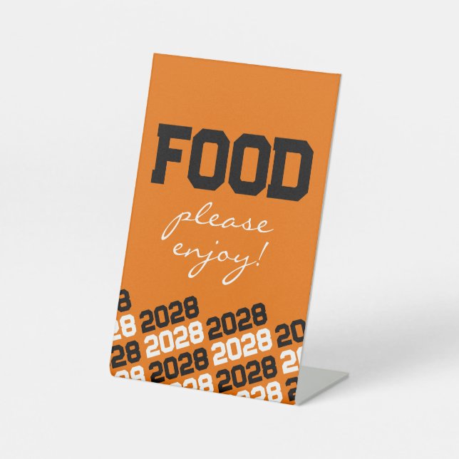 Signe De Table Diplôme de la table d'alimentation orange et noire (Recto)