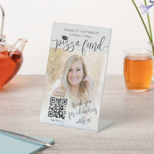 Signe De Table Diplôme du College Pizza Fund QR Code & Photo
