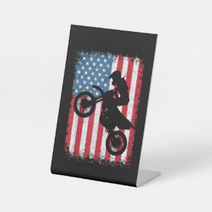 Signe De Table Dirt Vélo Drapeau Américain Motocross Vélo Hommes