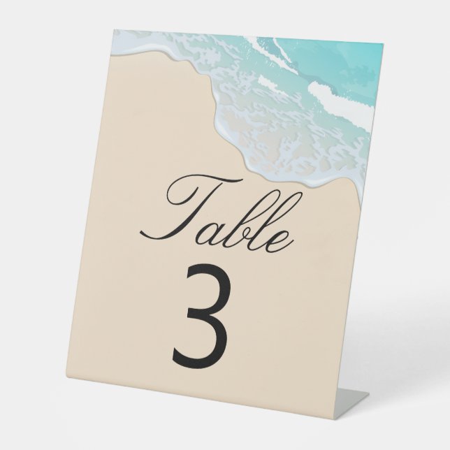 Signe De Table Disposition des places de mariage à la vague océan (Recto)
