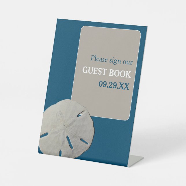 Signe De Table Dollar de sable, Mariage Ocean Blue Beach (Recto)