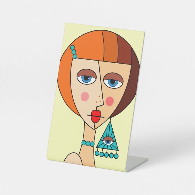 Signe De Table Dollup Redhead Femmes Beau Cubisme (Recto)