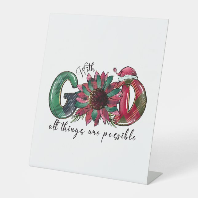 Signe De Table Don de Noël Avec Dieu Toutes Les Choses Sont Possi (Recto)