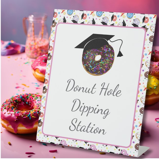 Signe De Table Donuts et diplômes Dipping de donuts de fin d'étud (Créateur téléchargé)