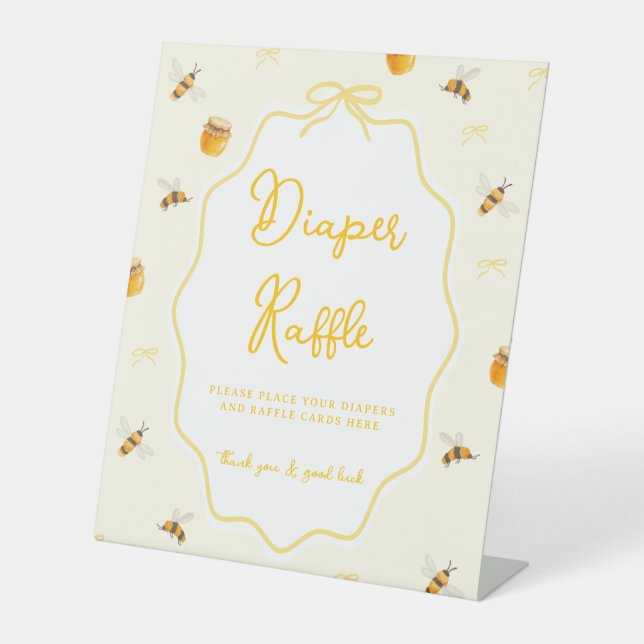 Signe De Table Douce comme une abeille jaune miel Bébé Couche Tir (Recto)