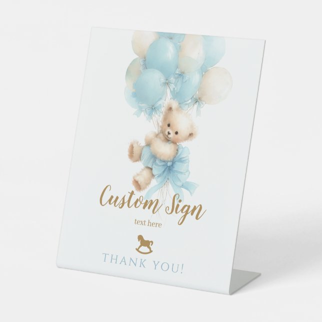 Signe De Table Douce Fête Teddy Bear Bleu Baby Boy (Recto)