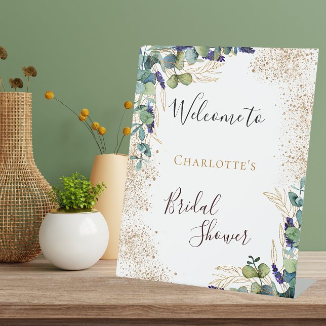 Signe De Table Douce réception de mariage avec verdure d'eucalypt (Créateur téléchargé)