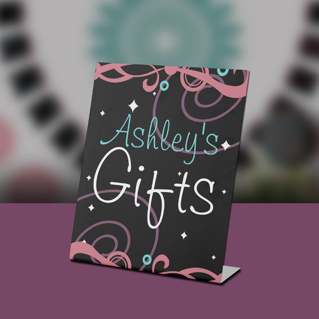 Signe De Table Douceur noire personnalisée 16 Anniversaire (Créateur téléchargé)