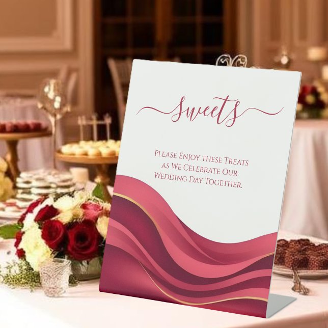 Signe De Table Douceurs de Mariage en Bourgogne (Burgundy Wedding Sweets Pedestal Sign)