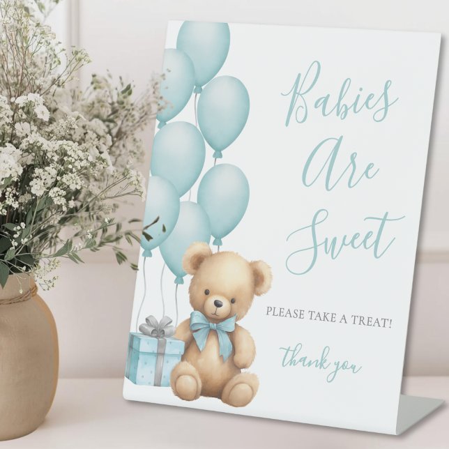 Signe De Table Douceurs pour une Baby Shower Ours (Bear Baby Shower Sweet Treats Pedestal Sign )