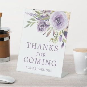 Signe De Table Douche Florale Rose Violet Merci Pour Le Signal Ve