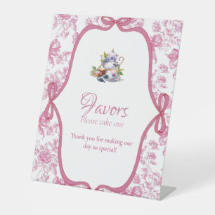 Signe De Table Douche nuptiale Fleur sauvage rose Thé Faveurs Sig