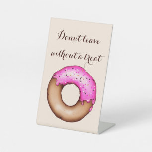 Signe De Table Doughnut rose avec arrosage Mariage barre beigne