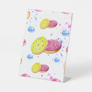 Signe De Table Doux beignets avec motif vitré coloré