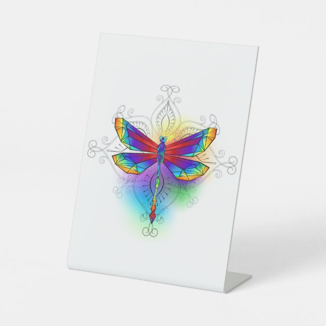 Signe De Table Dragonfly en arc-en-ciel (Recto)