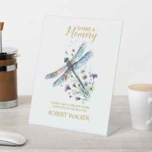 Signe De Table Dragonfly Share a Memory Funeral Sign