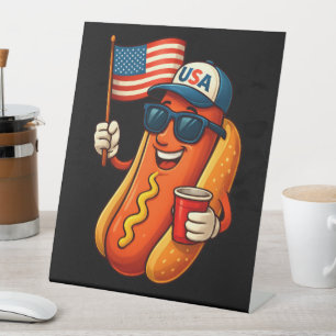 Signe De Table Drapeau 4 juillet Hotdog Funny Patriotique USA