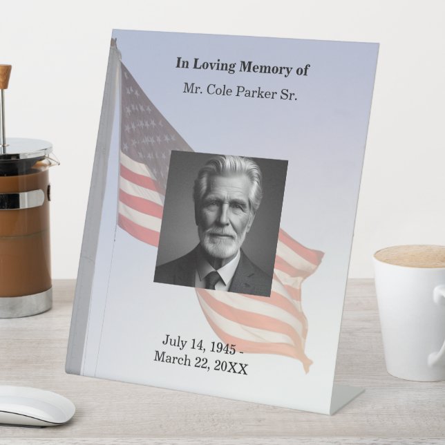 Signe De Table Drapeau américain Mémorial funèbre militaire (In SItu)