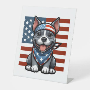 Signe De Table Drapeau américain Pitbulte patriotique 4 juillet b