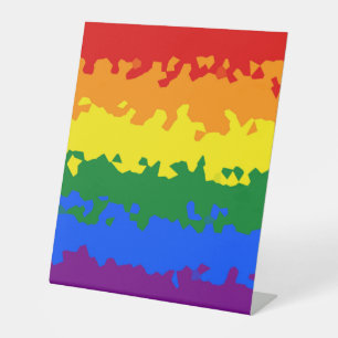 Signe De Table Drapeau de fierté gay arc-en-ciel mosaïque abstrai