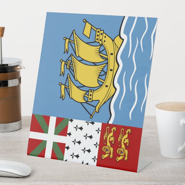 Signe De Table Drapeau de Saint-Pierre-et-Miquelon (In SItu)