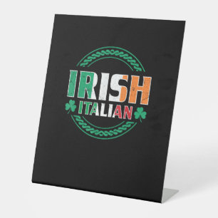 Signe De Table Drapeau irlandais italien moitié irlandais moitié