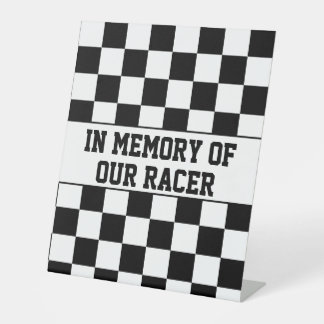 Signe De Table Drapeau noir et blanc À damiers vainqueurs
