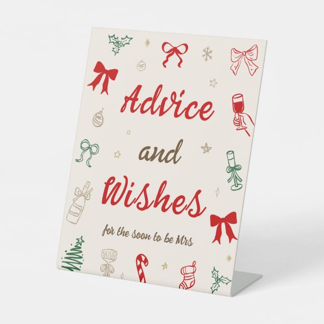 Signe De Table Drawing Christmas Bridal Shower Advice and Wishes (Recto)
