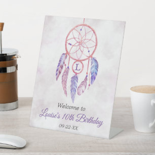 Signe De Table Dreamcatcher Sleepover fête d'anniversaire Bienven