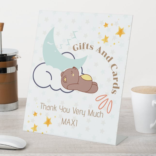 Signe De Table Dreaming Baby Bear Baby shower Cadeaux et cartes (In SItu)