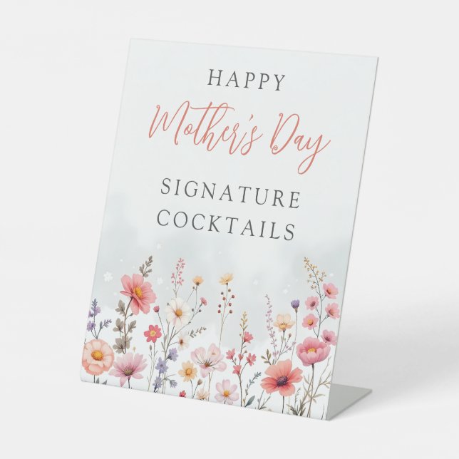 Signe De Table Dreamy Mother's Day Pastel Wildflowers Field (Recto)