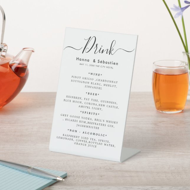 Signe De Table Drink Menu Wedding Reception (In SItu)