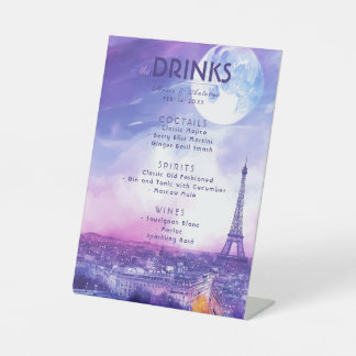Signe De Table Drinks Menu Amour Éternel à la Parisienne