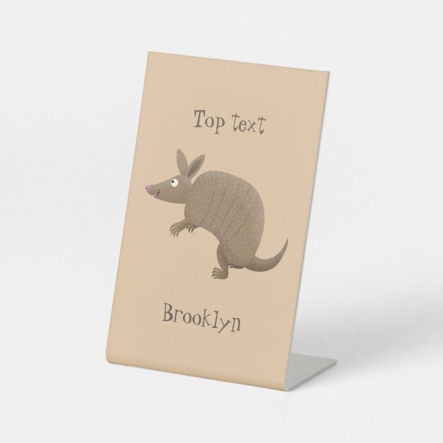 Signe De Table Drôle armadillo joyeux dessin animé (Recto)