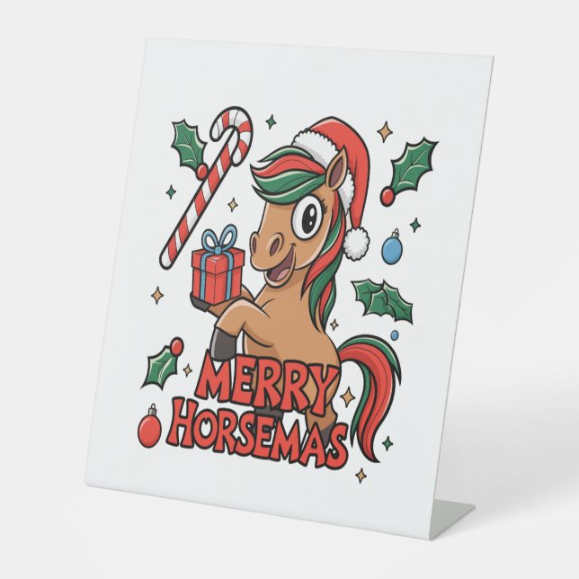 Signe De Table Drôle Cheval Joyeux Horsemas (Recto)