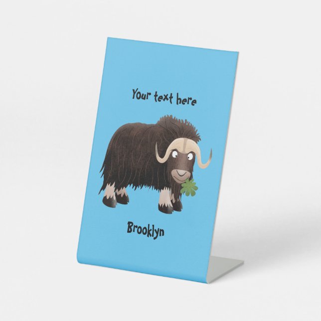 Signe De Table Drôle dessin animé de boeuf musqué (Recto)