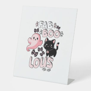 Signe De Table Drôle Halloween rose Fantôme Spooktacular Chat Fab