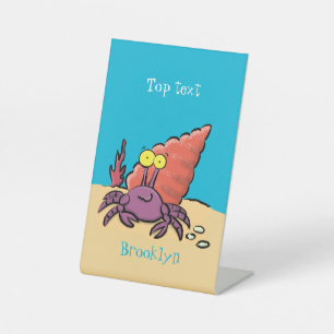 Signe De Table Drôle mignon caricature pourpre crabe ermite