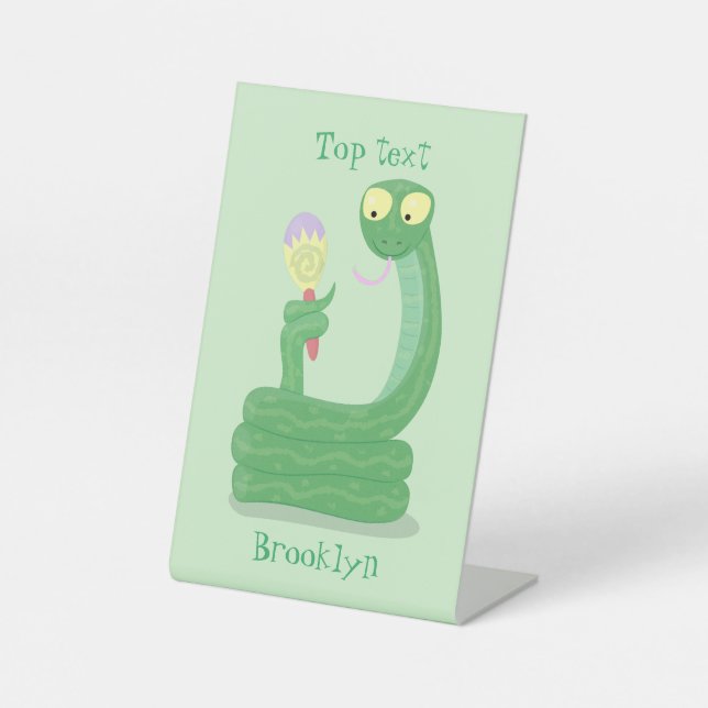 Signe De Table Drôle serpent vert avec caricature maraca (Recto)