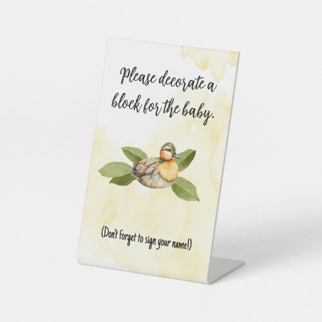 Signe De Table Duck Baby Shower Decoration Sign (Recto)