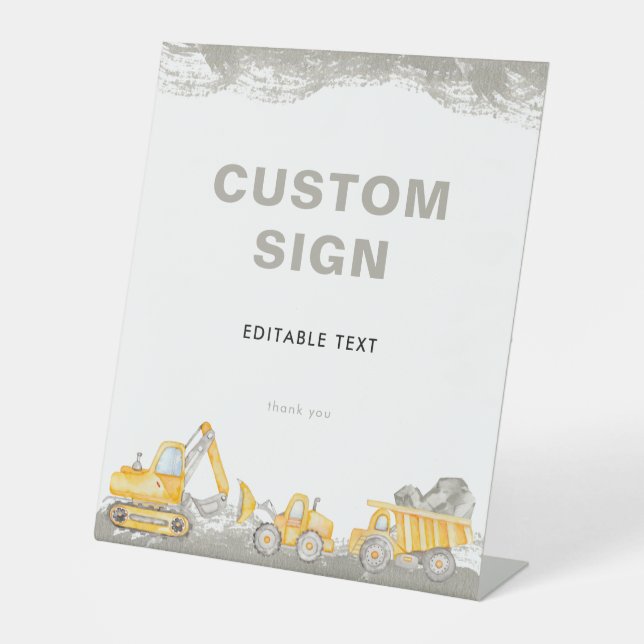 Signe De Table Dump Truck Construction Truck Birthday Party (Recto)