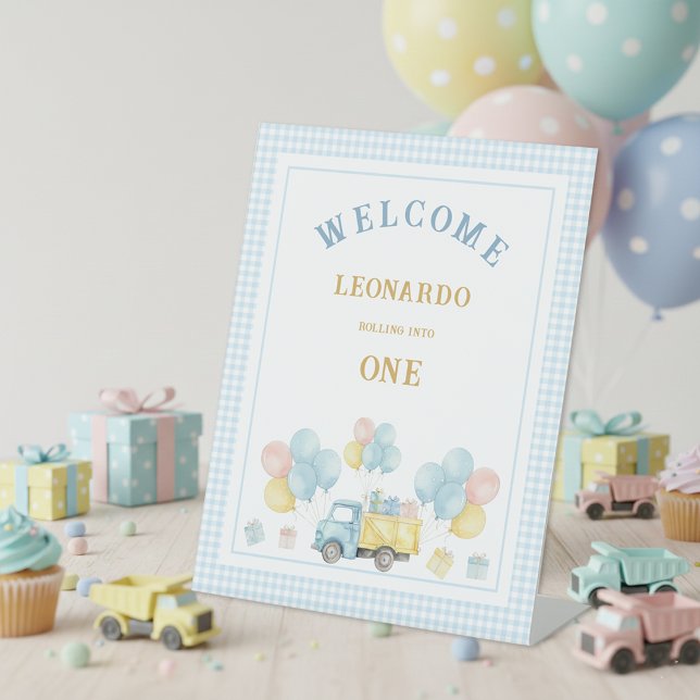 Signe De Table Dump Truck First Birthday Boy (Créateur téléchargé)
