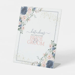 Signe De Table Dusty Blue Blush Rose Gold Date Idées Pied