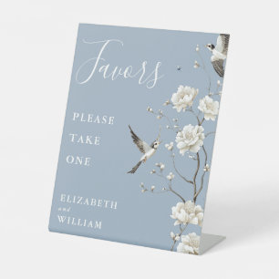 Signe De Table Dusty Blue Chinoiserie Floral Faveurs Mariage