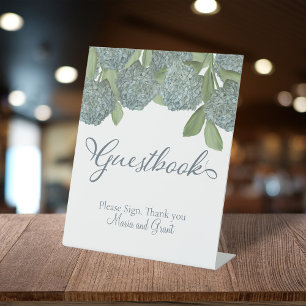 Signe De Table Dusty Blue élégant Floral Guestbook Réception