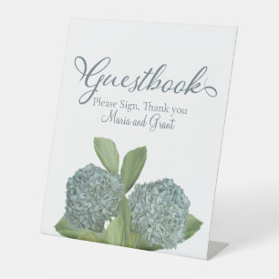 Signe De Table Dusty Blue élégant Floral Guestbook Réception