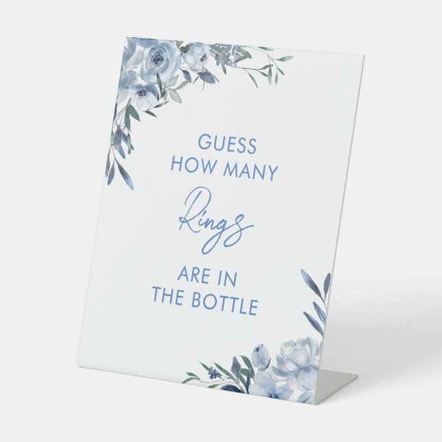 Signe De Table Dusty Blue Floral Devinez Combien De Cercles Jeu (Recto)