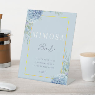 Signe De Table Dusty Blue Floral Hydrangea Mimosa Bar Douche