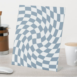 Signe De Table Dusty Blue Mariage Collection Vérifier À damiers